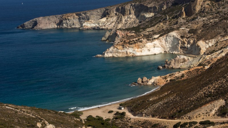 greece milos agia ionaou beach and cliff
