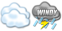 icon weather cloudy to thunder and wind